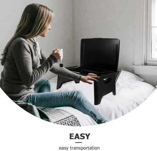 NUOBESTY Katlanabilir dizüstü bilgisayar masası, yatak için, depolama alanlı, ergonomik tasarım, sağlam dizüstü bilgisayar masası tutucu, kolay taşınır - Görsel 7
