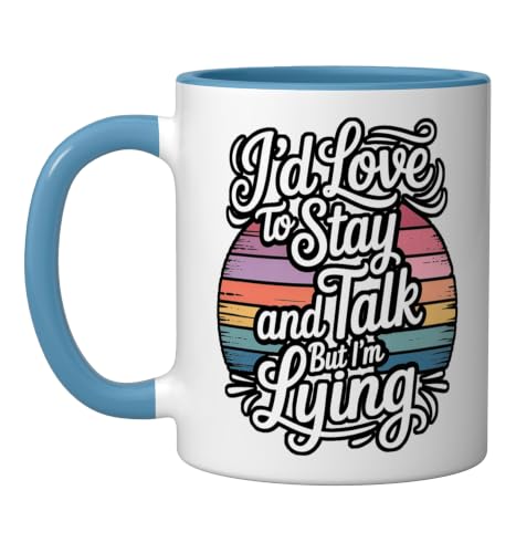 I'd Love To Stay And Talk But I'm Lying Introvert |- Ceramic Mug, Blue/White, 11oz
