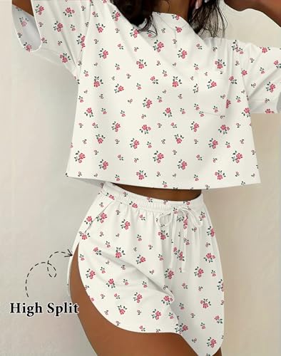 Image of Ekouaer Womens Pajama Sets Sexy Lounge Sets Side Split Short Pj Sets Cute Pjs 2 Piece Comfy Sleepwear Loungewear