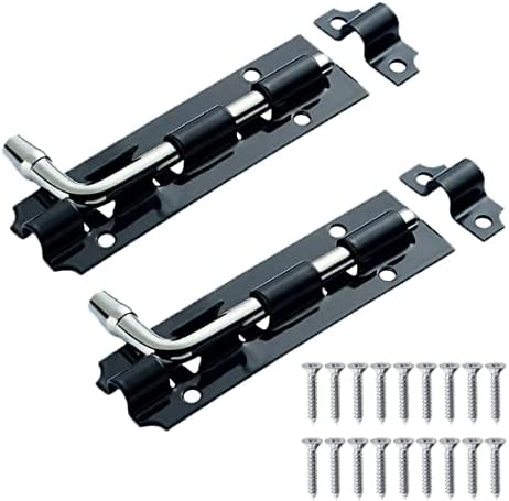 iPEAK Door Bolt Lock Black Heavy Duty Latch Door Lock Internal Gate Tower Bolt Strong Barrel Bolt Slide Bolt for Door (2 Pack)