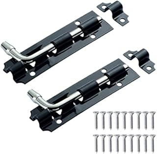 iPEAK Door Bolt Lock Black Heavy Duty Latch Door Lock Internal Gate Tower Bolt Strong Barrel Bolt Slide Bolt for Door (2 Pack)