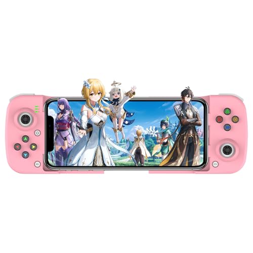 arVin - Controlador de juego móvil para iPhone 15, mando Bluetooth con botones programables traseros para iOS/Android/PC, compatible con Samsung, Xiaomi, Huawei, Realme-Direct Play (rosa)