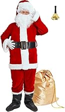 Wabolay Santa Claus Costume for Men Santa Suit Adults 11PCS Professional Deluxe Red Velvet Christmas Clause Outfit Cosplay 3XL