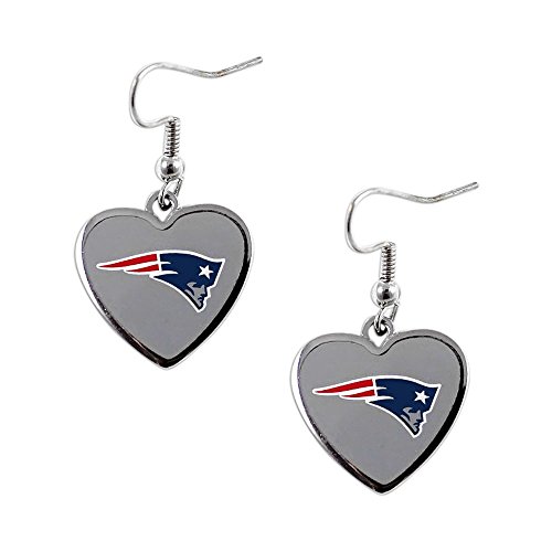 Sports Team New England Patriots Non-Swirl Heart Shape Dangle Earring Set
