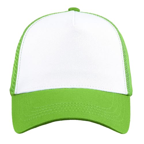 Image of Falari 5-Panel Mesh Baseball Cap, Trucker Hat, Structured Plain Design, Cotton, Adjustable Size