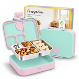 Fineyorker Kids Stainless Steel Bento Lunch Box, 4 Compartments