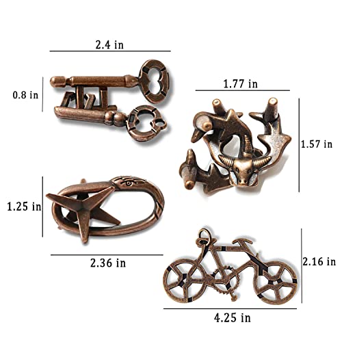 4 Pieces Brain Teaser Puzzles，Metal Cast Puzzle Games Toys，3D Highly Difficult Adult Puzzles，Iq Educational Box For Teens #TOP3