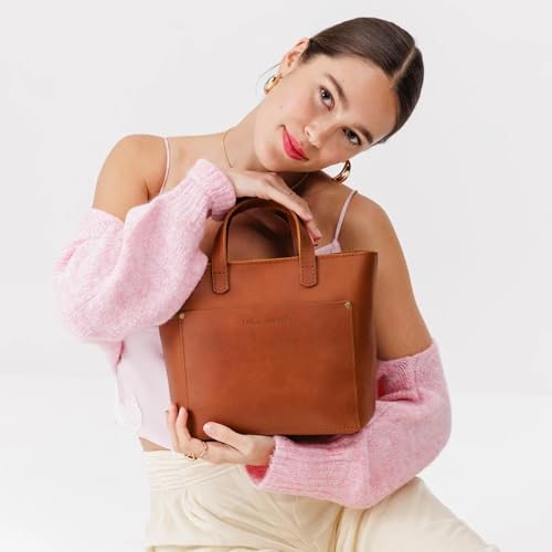 Image of Portland Leather Goods Mini Crossbody Tote Bag for Women - Handmade from the Finest Full-Grain Hides - Adjustable Strap