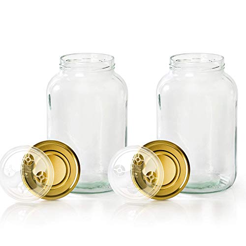 myFERMENTS Pack de 2 Tarros de Cristal con Tapa, Grandes (4.25 litros)- Especial para Hacer Conservas, Fermentación, y Encurtidos.