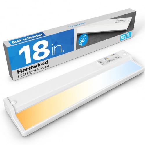 Image of Ensenior Hardwired Under Cabinet Lighting, 18 Inch 10W Under Cabinet Lights | Built-in 4-Level Dimmer & Switch, Premium Aluminum, Easy Link, True-color CRI 90+, 5 Colors, Moisture-Proof, FCC