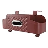 ElevateIQ Car Back Seat Organizer Plastic with Cup Holder, Multifunctional Storage Box, Headrest Tissue Box Cover for Car Travel Accessories (Brown)