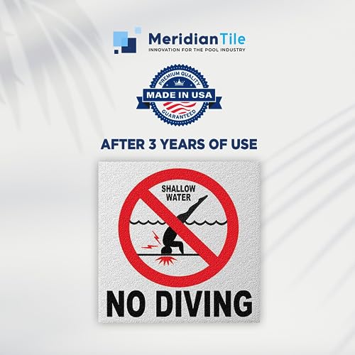 Aquatic Custom Tile Ceramic Swimming Pool International No Diving Symbol Deck Abrasive Non-Slip Finish