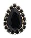 NYFASHION101 Women's Teardrop Stone Studs Fashion Stretch Ring, Black/Gold-Tone