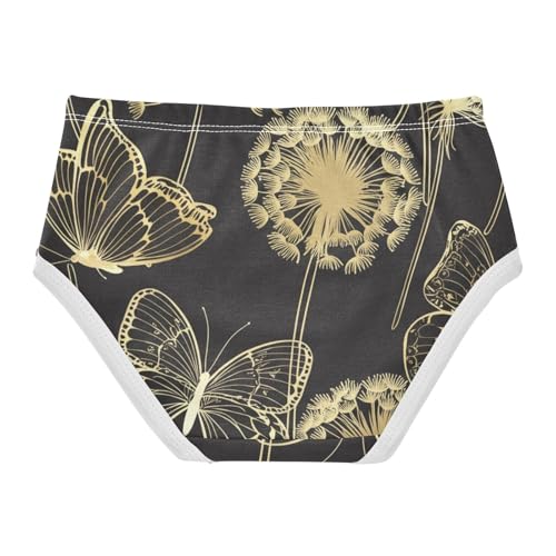 Gold Butterflies Dandelion Black Girl Panties Cute Toddler Underwear Custom Cotton Fun Kids Undies Briefs 2t2