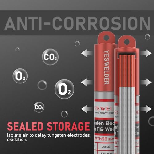 Image of YESWELDER TIG Welding Tungsten Electrode Red Tip | 10-pk 1 /16 inch x 7 inch Red WT20 /EWTh-2