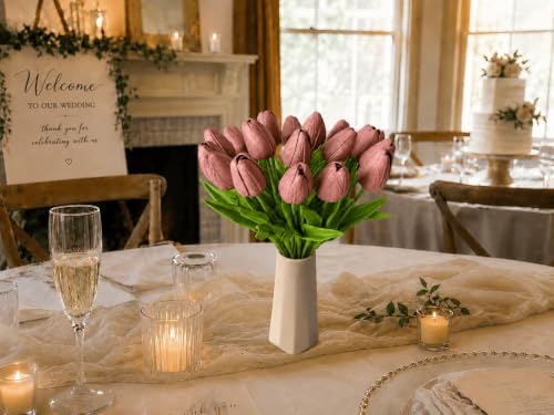 Image of Mandy's 20pcs Artificial Mauve Tulips