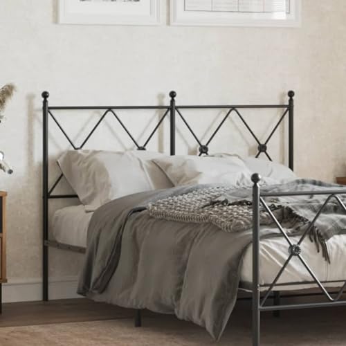 Bucmath Cabecero de metal negro 120 cm para estructura de cama, diseño de acero resistente, fácil montaje, patas estables, respaldo dormitorio