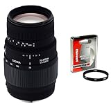  Sigma 70–300 mm f/4–5.6 DG Makro Tele Zoom Objektiv mit Opteka 58 mm UV-Filter für Canon EOS SLR Kameras einschließlich der 10D, 20D, 30D, 40D, 50D, 300D, 350D, 400D, 450D, 550D & 1000D