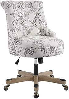 Linon Sinclair Wood Upholstered Office Chair in Floral Gray
