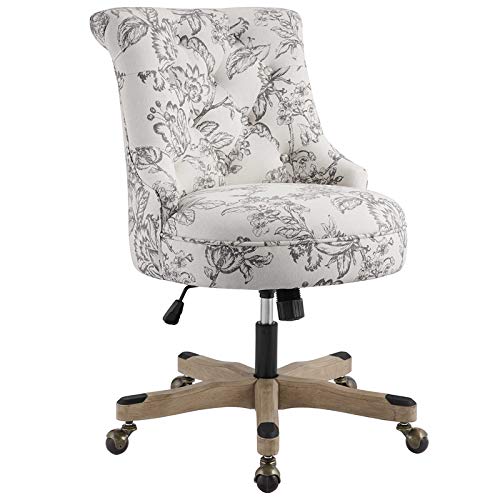 Linon Sinclair Wood Upholstered Office Chair In Floral Gray #TOP13