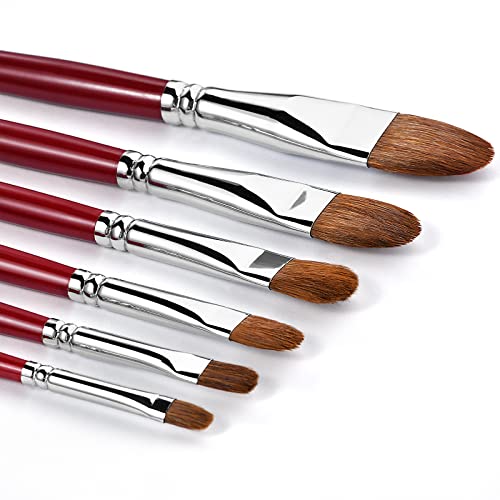 Golden Maple ART-ISTPAINT Red Pure Weasel Sable Hair Artist Brushes Filbert Brush Set thumb #4