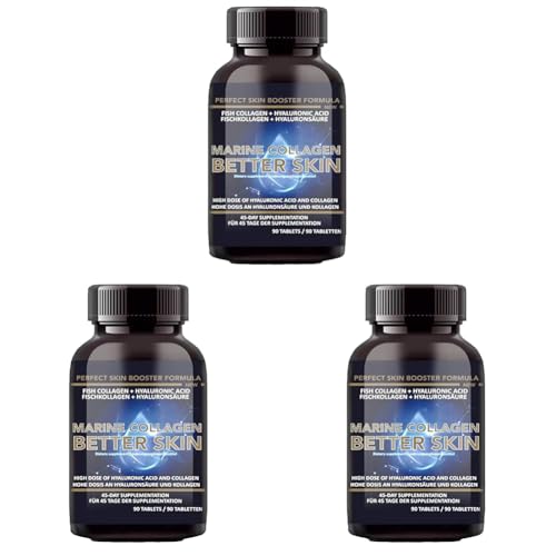 Intenson Marine Kollagen + Vit.C + Hyaluronsäure 90 Tabletten, Peptan F, Fischkollagen (Packung mit 3)