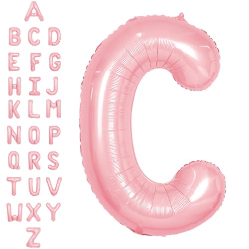SUWEN 40 Inch Pink Large C Letter Balloons Big Foil Helium A-Z