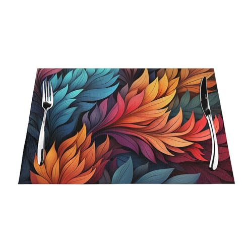 Set de table motif feuilles abstraites grand format PVC imperméable lot de 6 - 8