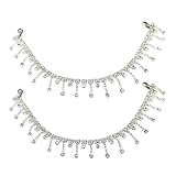 2 Pcs Glitter Rhinestone Shoelace Charms Metal Sparkling Boot Chain Sneaker Chain Ankle Bracelets Anklets Jewelry DIY Accessories for Women Ladies Christmas Gift, Silver