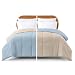 Amrapur Overseas | Goose Down Alternative Microfiber Quilted Reversible Comforter / Duvet Insert - Ultra Soft Hypoallergenic Bedding - Medium Warmth for All Seasons - [King, Oatmeal/Dusty Blue]