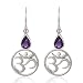 925 Sterling Silver Yoga, Om, Ohm Symbolic w/Purple Amethyst Stone Earrings-Nickel Free