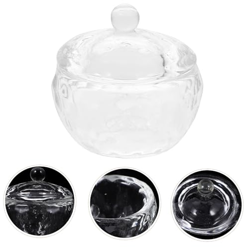 Plato de uñas de vidrio con tapa para manicura miniatura 5