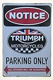 Vintage New Metal Tin Sign 8'x12' Triumph Motorcycle Garage Parking Only Notice Gifts Kitchen Decor Garden Yard Signs Christmas Signs Home Bar Art Wall Sign Plaque
