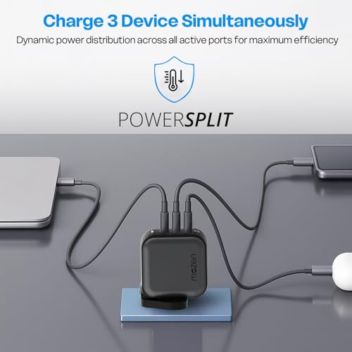 Image of MOZEN by Amkette 67W GaN3 Fast Charger with Dual USB-C & USB-A | PD & QC Charging | Laptop & Smartphone Fast-Charging | Detachable Travel Plug | Intelligent Power Split & Multi-Layer Safety