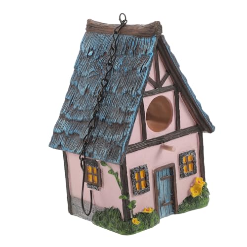 PENIKOKO 屋外用小型鳥巣箱 耐候性樹脂製ハンギングバードハウス 自然風ガーデン装飾 野鳥の な隠れ家 玄関やの吊り下げ用