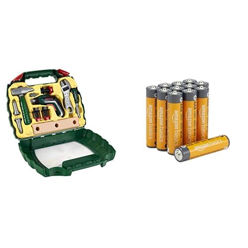 Mallette Ixolino II Bosch Theo Klein avec 12 piles AAA Amazon Basics pour enfant de 3 ans et plus