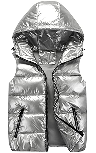 Chaqueta Acolchado de Plumón sin Manga con Capucha para Niños Niñas Chaleco de Abajo Ligero Exterior para Invierno Otoño con Cremallera Cortaviento Cover