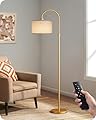 EDISHINE Modern Arc Floor Lamp with Remote, Dimmable Gold Floor Lamp, 3000K-6500K Color Temperatures, Tall Pole Reading Floor Lamps for Living Room Bedroom Office, Footswitch, LED Bulb Included