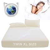 Picture of Grounding Sheets for Earthing Twin XL Size, Fitted Earthing Sheets Grounding Fitted Sheet for Improving Sleep, Better Working and Help with Anxiety, Organic Cotton & Silver Fiber, Beige