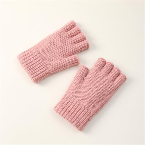 Winter Half Finger Gloves With Solid Color Warm And Windproof Hand Warmer Short Gloves For Office School Kids Daily Wear4