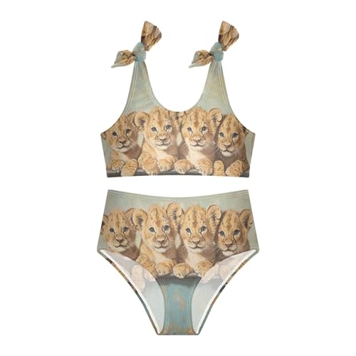 Cute Lion Cubs Tub Painting Girls Bikini Sets 2 Piece Swimsuits Bathing Suit Swimwear3