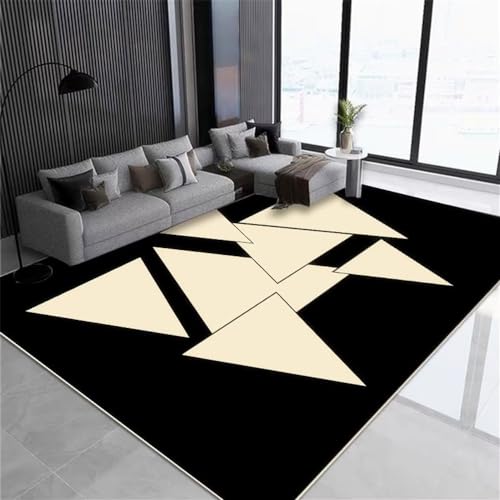 Tapis design salon abstrait géométrique noir 180X250cm chambre