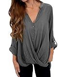 Anlass: Damen Langarmshirt mit V-Ausschnitt, Herbst Casual Bluse geeignet für Alltag, Arbeit, Urlaub, Cocktial, Dating, Party, Festliche, Club, machen Ihnen elegant und cool.
