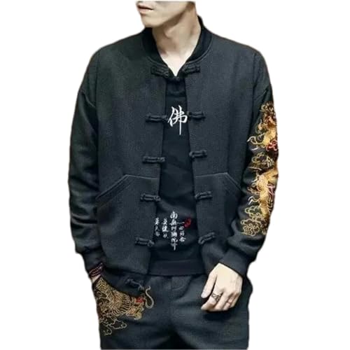 Dragon Embroidery Jacket Coat Men embroidered jacket Autumn winter traditional coat Tang suit Chinese style jacket - Main Image