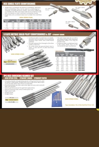 Hhip 2007-0001 M4-M12 Hss 3 Flute Straight Shank Solid Pilot Counterbore 6-Piece Set thumb #4