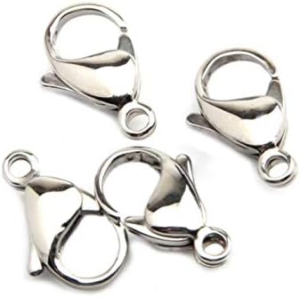 DNHCLL 100 Pieces 7x12mm Stainless Steel Curved Lobster Clasps Lobster Claw Clasps DIY Jewelry Fastener Hook (Silver) - Image 2