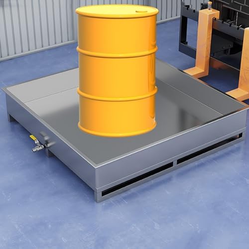 Industrial Spill Containment Pallet, Modular Leak-Proof Platform for Safe Drum Storage in Warehouses and Factories，Silver 125x65x20cm1PC