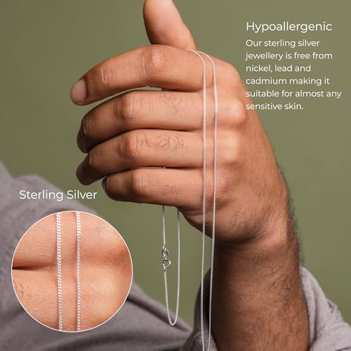 Aeon 925 Sterling Silver Necklace - 1mm Diamond Cut Curb Chain Necklace | 18" Chain | Polishing Cloth & Pouch Bag Included - Image 2