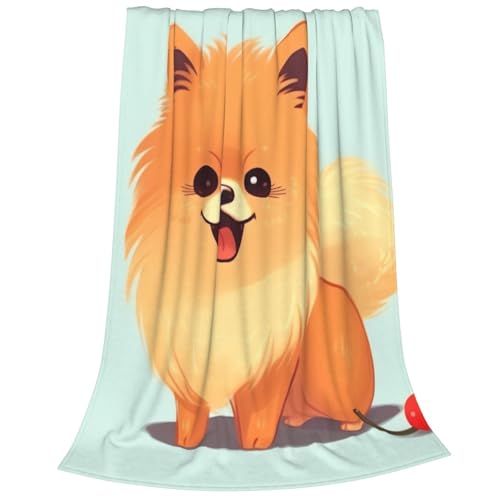 Couverture flanelle Spitz Nain 203x152 cm pour canapé