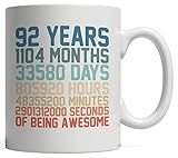 92 Years Old Anniversary Math Mug - 92nd Birthday Vintage Retro Gift idea for Boy or Men and Girl or...